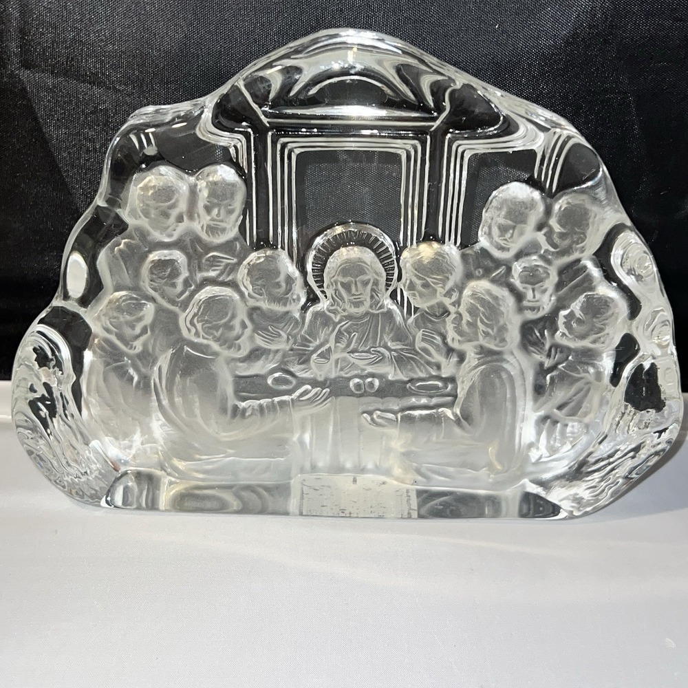The Last Supper Religious Clear Art Glass Tabletop Paperweight Christian Decor